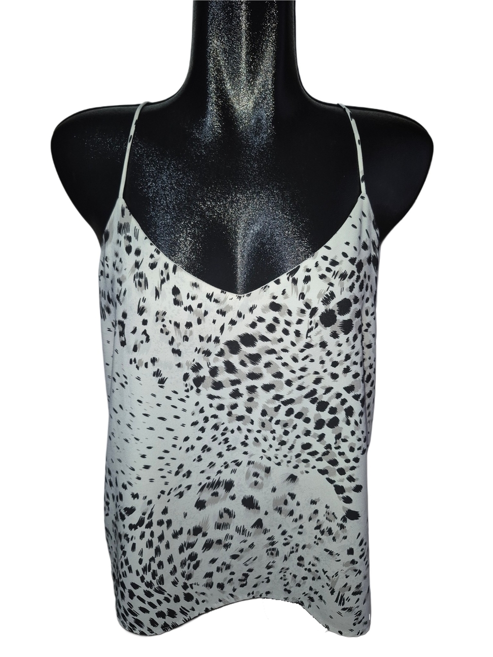 Belle Vere White and Black Leopard Print Spaghetti Strap Cami Top Size M